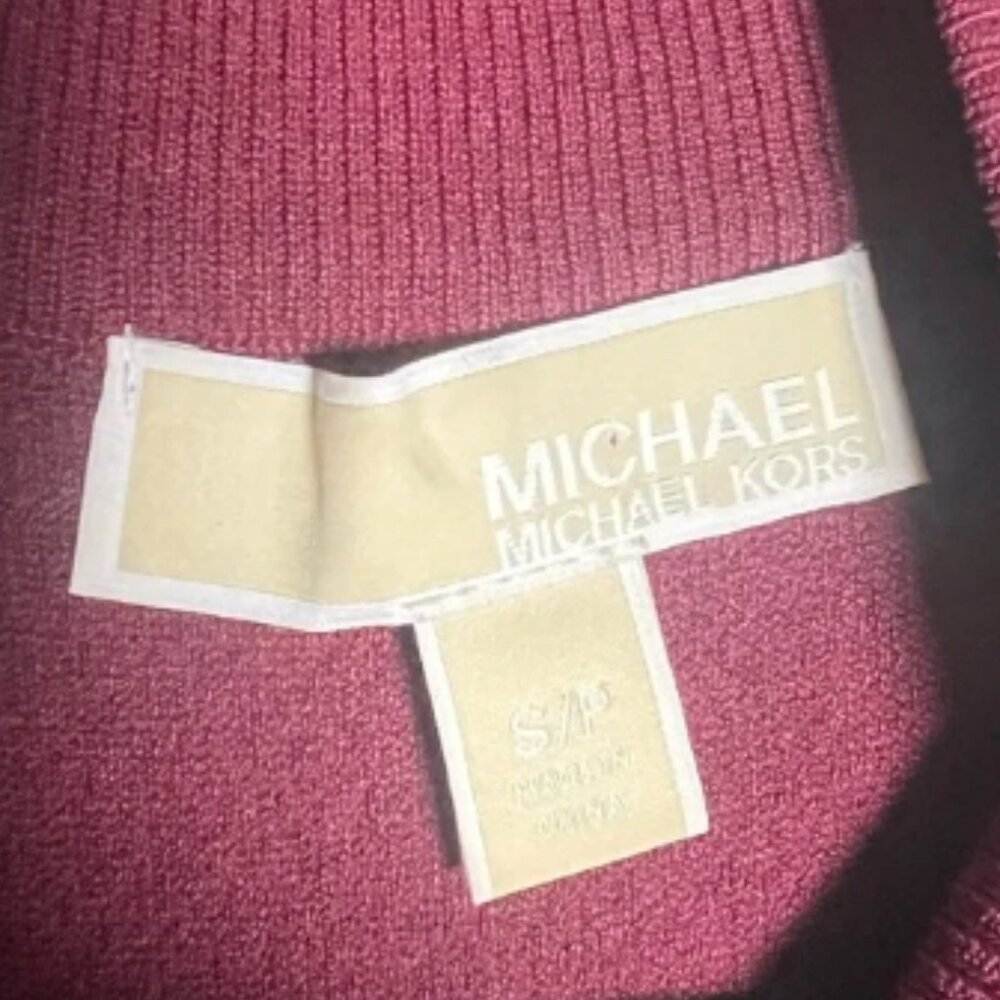 Michael Kors Mock Neck Midi Bodycon Sleeveless Dress - Small in Burgundy/Plum - Picture 5 of 6